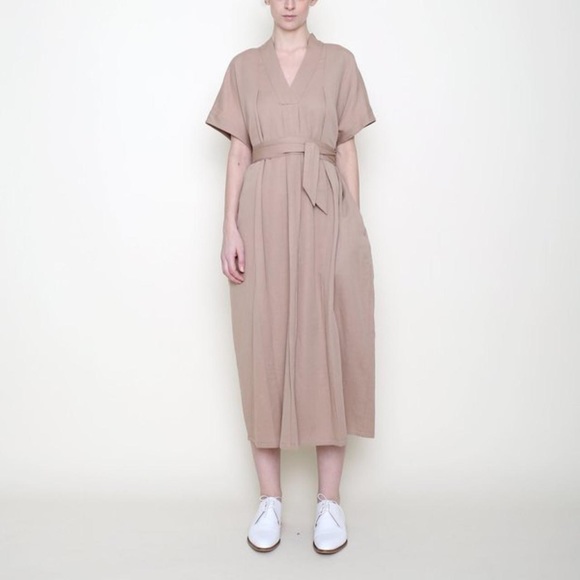 7115 by Szeki Hanbok Linen Dress in Oatmeal from SS 2021 - Picture 1 of 7